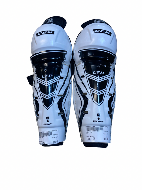 Vist Large View of Product Image Which is Used CCM LTP Senior Shin Guards White 11"