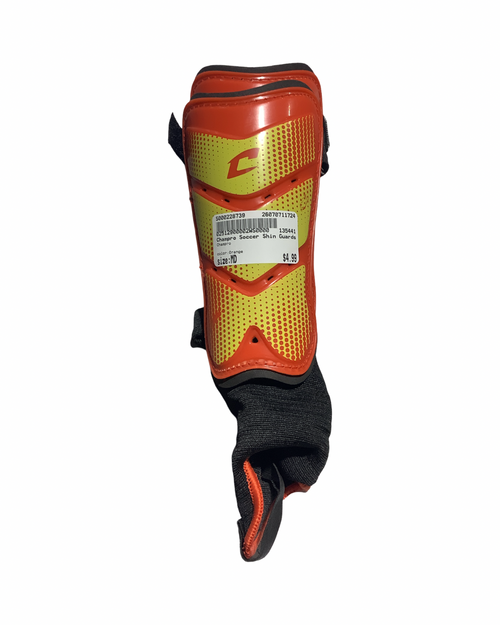 Vist Large View of Product Image Which is Used Champro Soccer Shin Guards Junior Orange MD