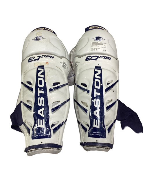 Vist Large View of Product Image Which is Used Easton EQ PRO Senior Shin Guards Navy And White 14"