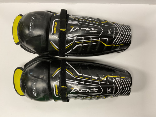 Vist Large View of Product Image Which is Used CCM TACKS 3092 Junior Shin Guards Black And Yellow 13"