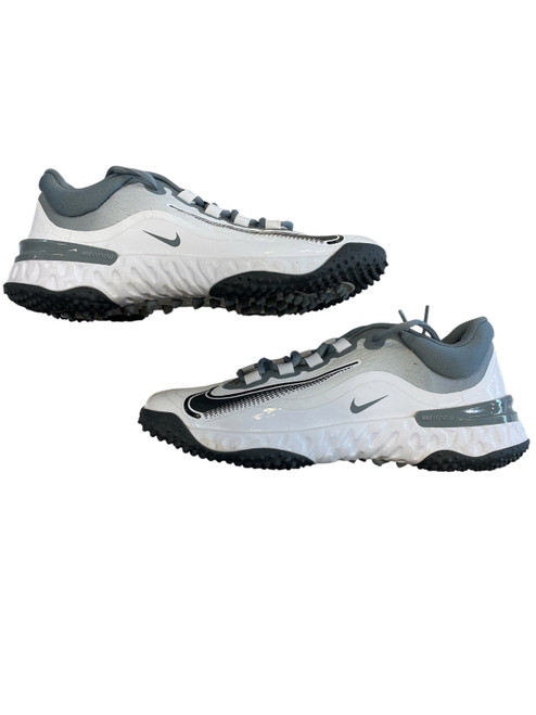 Vist Large View of Product Image Which is Used Nike TURF SHOES BB/SB Cleats White And Grey Senior 7