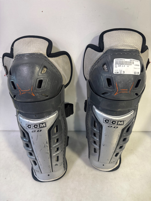 Vist Large View of Product Image Which is Used CCM 2.0 Senior Shin Guards Grey 12"
