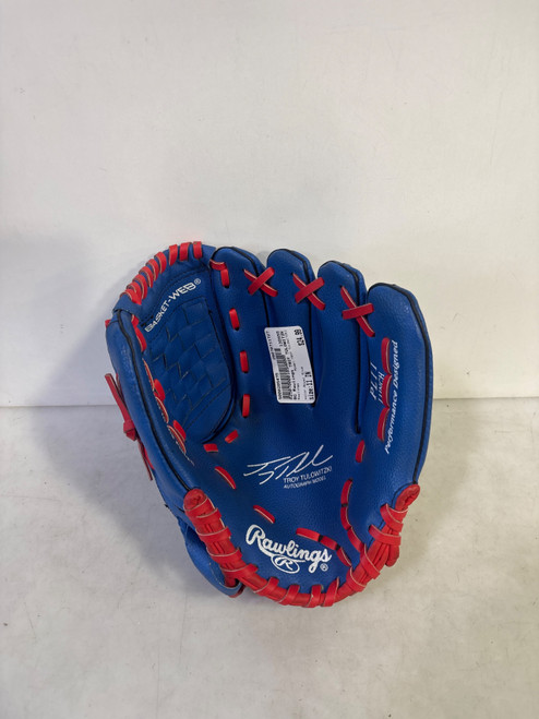 Vist Large View of Product Image Which is Used Rawlings TROY TULOWITZKI BB/SB Glove RH Throw Royal Blue 11"