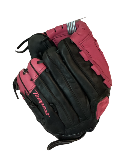 Vist Large View of Product Image Which is Used Demarini TEMPEST RH Throw Fastpitch Gloves Black And Pink 12 1/2"