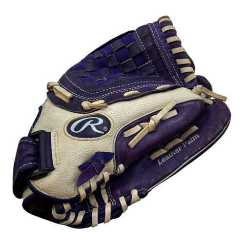 Vist Large View of Product Image Which is Used Rawlings FP115PURW RHT GLOVE BB/SB Glove RH Throw Purple 11 1/2"