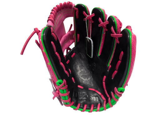 Vist Large View of Product Image Which is Used Wilson A2000 1786 BB/SB Glove RH Throw Pink 11 1/2"