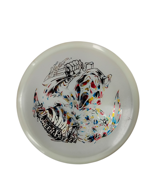Vist Large View of Product Image Which is Used Discraft HALLOWEEN BUZZZ GLOW Disc Golf Mid Range White