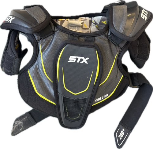 Vist Large View of Product Image Which is Used STX STALLION 200+ Lacrosse Shoulder Pads Black SM