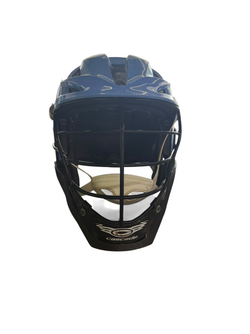 Vist Large View of Product Image Which is Used Cascade S CHROME Lacrosse Helmet Royal Blue One Size
