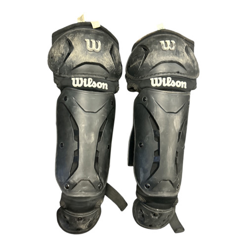 Vist Large View of Product Image Which is Used Wilson SHIN GUARDS Catchers Leg Guards Black T-Ball
