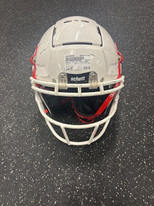 Vist Large View of Product Image Which is Used Schutt F7 LX1 YOUTH 2025 FB Helmet White SM
