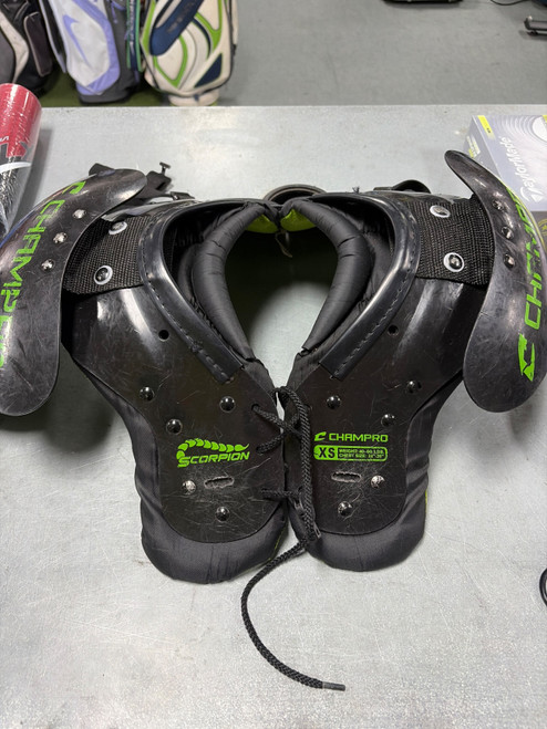 Vist Large View of Product Image Which is Used Champro SCORPION YOUTH FB Shoulder Pads Black XS