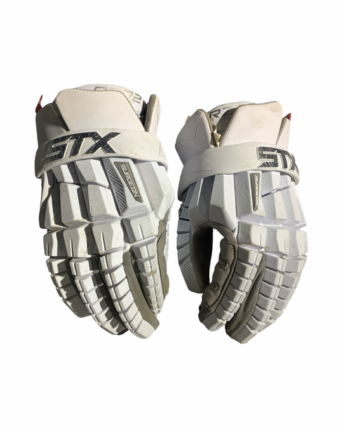 Vist Large View of Product Image Which is Used STX RZR 2 Lacrosse Gloves Mens White LG