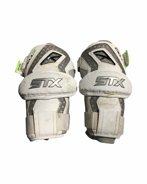 Vist Large View of Product Image Which is Used STX CELL VI Lacrosse Arm Pads/Guards White LG