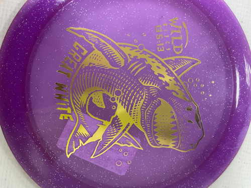 Vist Large View of Product Image Which is Used WILD DISCS GREAT WHITE Disc Golf Driver Purple
