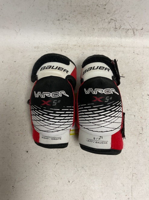 Vist Large View of Product Image Which is Used Bauer VAPOR X5.0 Junior Elbow Pads White/Black/Red SM