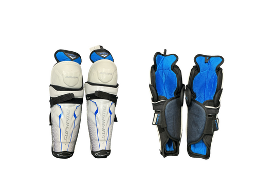 Vist Large View of Product Image Which is Used Bauer SUPREME FORCE Junior Shin Guards White 12"