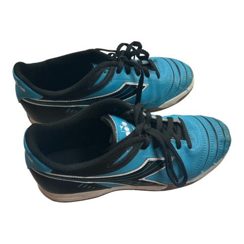 Vist Large View of Product Image Which is Used Diadora Soccer Indoor Shoes Black And Carolina Blue Junior 06