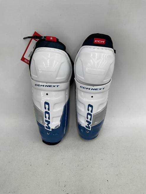 Vist Large View of Product Image Which is Used CCM CCM NEXT SHINGUARDS Youth Shin Guards White 8"