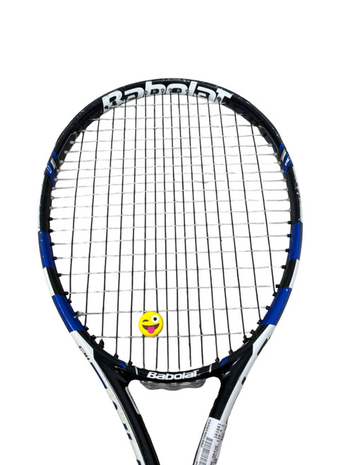 Vist Large View of Product Image Which is Used Babolat PURE DRIVE 110 Adult Tennis Racquet Royal Blue 4 3/8"