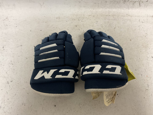 Vist Large View of Product Image Which is Used CCM TACKS 4R2 Youth Gloves Navy Blue 8"