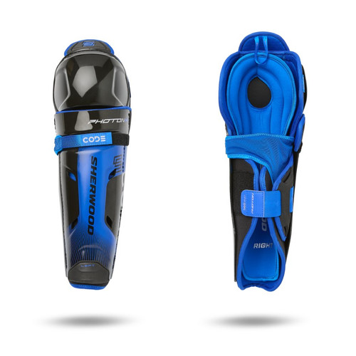 Vist Large View of Product Image Which is New Sher-wood CODE Photon 2 Shin Guards Senior 16"