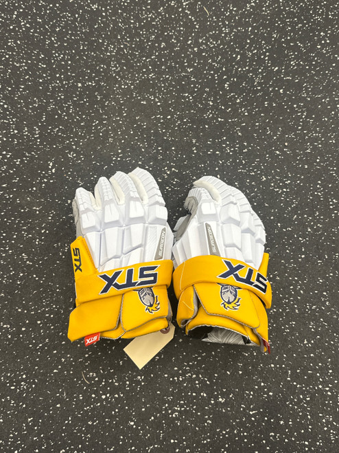 Vist Large View of Product Image Which is Used STX SURGEON Lacrosse Gloves Mens White LG