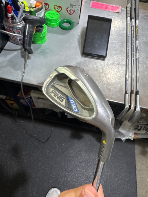 Vist Large View of Product Image Which is Used Ping G30 YELLOW DOT Golf Wedge Mens RH Sand Wedge