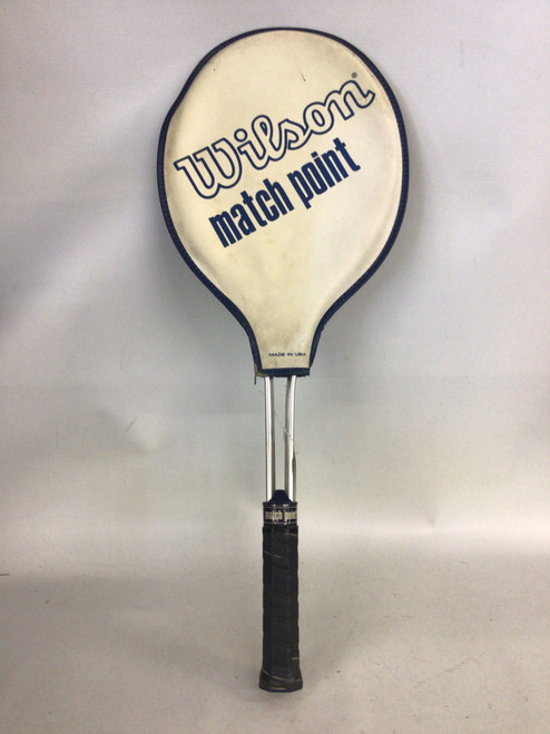 Vist Large View of Product Image Which is Used Wilson MATCH POINT Adult Tennis Racquet Navy Blue 4 3/8"