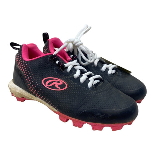 Vist Large View of Product Image Which is Used Rawlings RAWLINGS BLK/PINK BB/SB Cleats Pink Youth 11.0