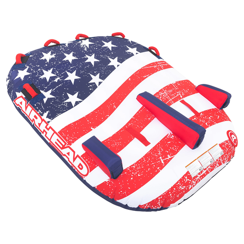 New Airhead Sportsstuff Stars and Stripes 1-2 Rider Towable Inflatable Tube 11218-KWT53-4312