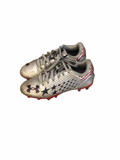 Vist Large View of Product Image Which is Used Under Armour Jr FB Cleats Grey Junior 01