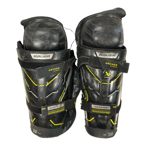 Vist Large View of Product Image Which is Used Bauer SUPREME MACH Junior Shin Guards Black 10"