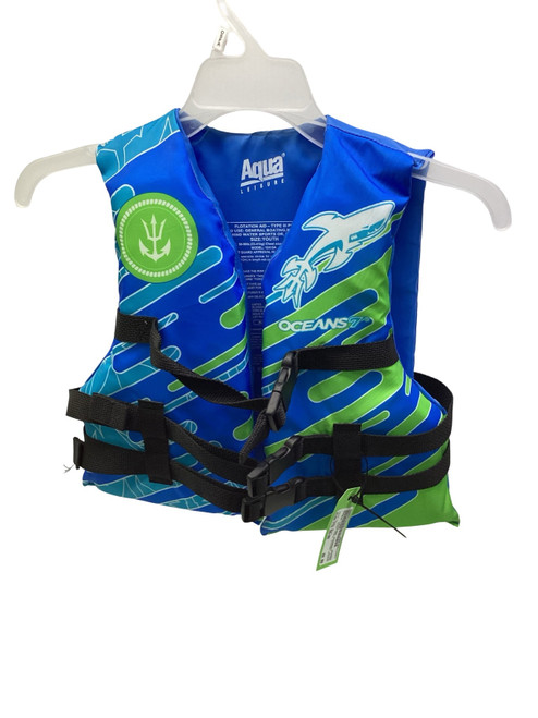 Vist Large View of Product Image Which is Used AUQUA LEISURE OCEANS7 Youth PFD Royal Blue Youth 50-90