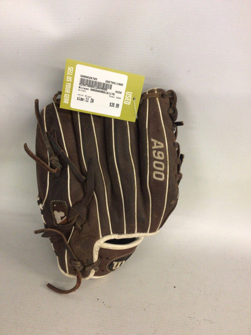 Vist Large View of Product Image Which is Used Wilson A900 BB/SB Glove RH Throw Brown 11"