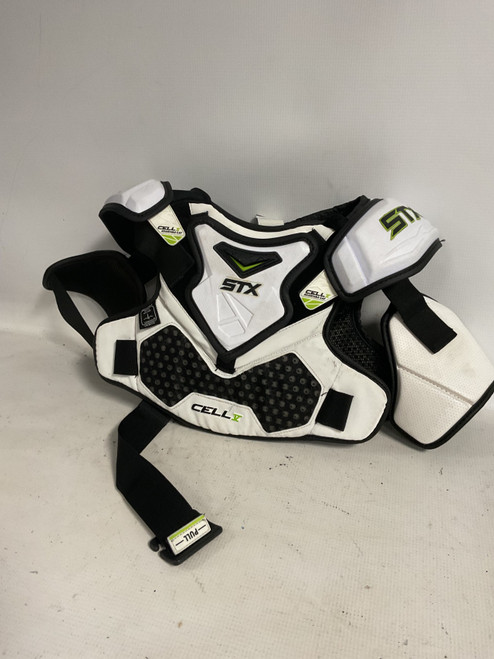 Vist Large View of Product Image Which is Used STX CELL V Lacrosse Shoulder Pads White MD