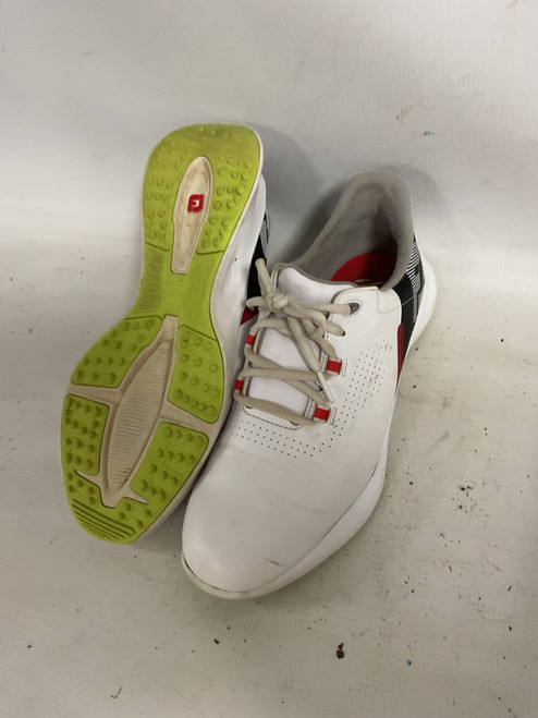 Vist Large View of Product Image Which is Used Foot Joy FUEL SPIKELESS Mens Golf Shoes White Senior 6