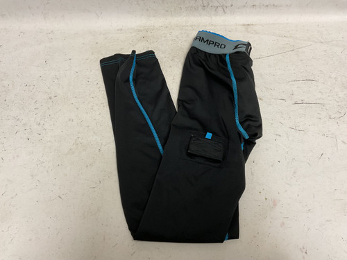 Vist Large View of Product Image Which is Used Champro COMPRESSION JOCK PANTS Senior Hockey Bottom Black And Carolina Blue SM