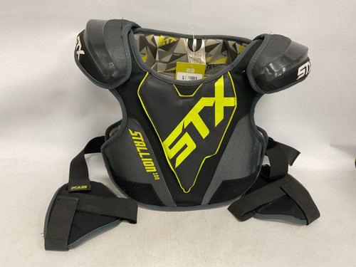 Vist Large View of Product Image Which is Used STX STALLION 100 Lacrosse Shoulder Pads Black LG