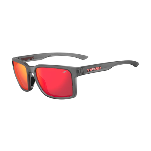 Vist Large View of Product Image Which is New Tifosi Sylo Biking Glasses- Satin Vapor Frame/Smoke Red Mirror Lens