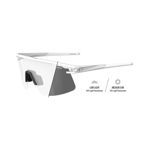 Vist Large View of Product Image Which is New Tifosi Moab Lite Biking Glasses- Matte White Frame / Light Night Fototec Lens