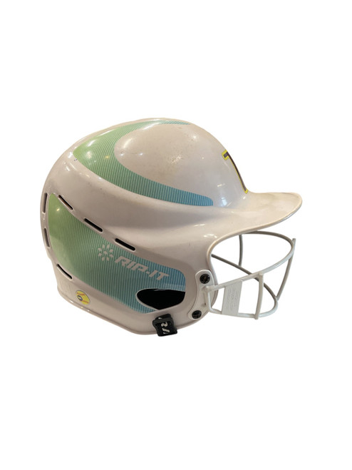 Vist Large View of Product Image Which is Used RIP-IT 2 TONE HELMET/MASK M/L Batting Helmet w/Mask White M/L