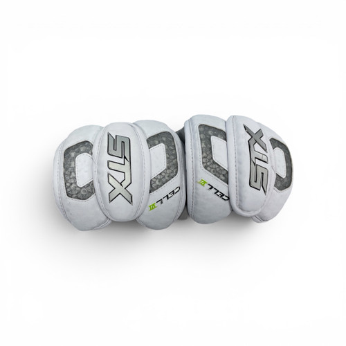Vist Large View of Product Image Which is Used STX CELL VI Lacrosse Arm Pads/Guards White S/M