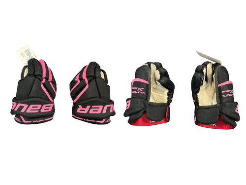 Vist Large View of Product Image Which is Used Bauer VAPOR X EDGE Youth Gloves Black And Pink 9"