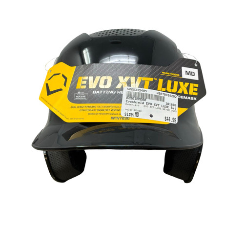 Vist Large View of Product Image Which is Used Evoshield EVO XVT LUXE NEVER USED Batting Helmet No Mask Black MD