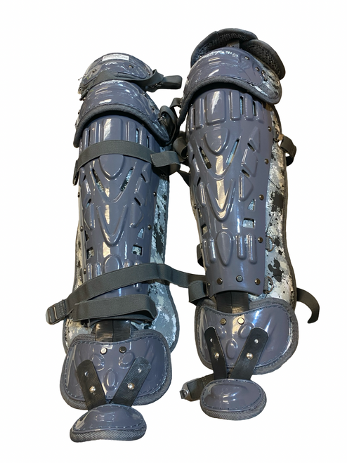 Vist Large View of Product Image Which is Used Rawlings BLACK AND WHITE SPLATTER Catchers Leg Guards Grey Adult