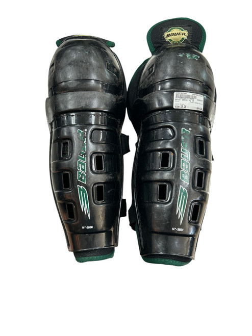 Vist Large View of Product Image Which is Used Bauer SG500 SG 14 Senior Shin Guards Black 14"
