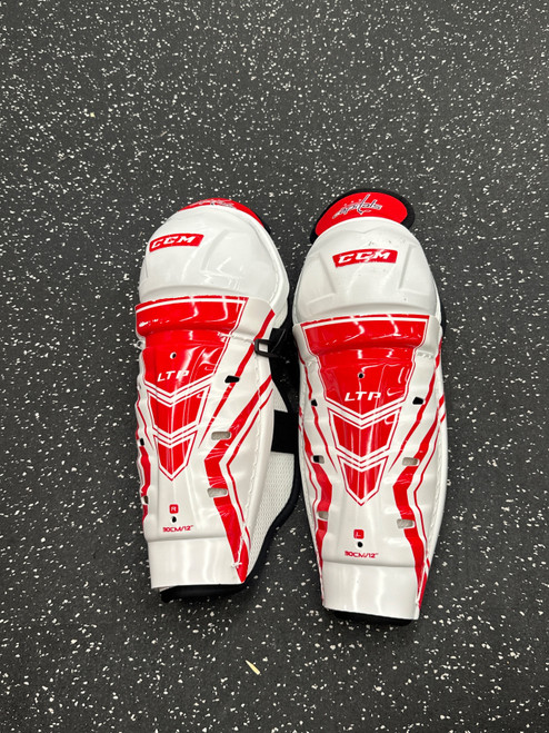 Vist Large View of Product Image Which is Used CCM LTP Intermediate Shin Guards White 12"