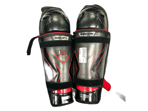 Vist Large View of Product Image Which is Used Bauer 1X Senior Shin Guards Black 13"