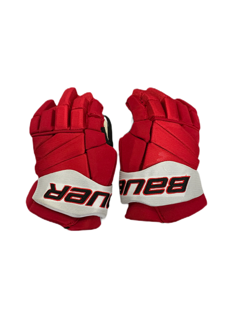 Vist Large View of Product Image Which is Used Bauer STARS GLOVES Intermediate Gloves White/Black/Red 12"